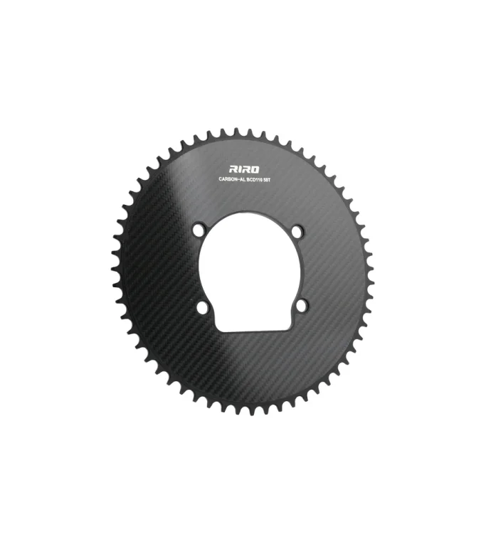 Riro RCB 110BCD CNC Aluminum Chainring with Carbon Fiber Reinforced Surface Single and Double Chainrings