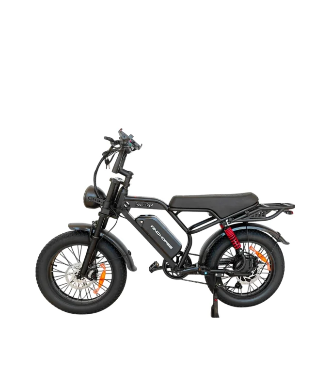 WindHorse V8 PRO Electric Bike, 750W Geared Hub Motor, 50 km-h Top Speed, Up to 45 km Riding Range, 20-Inch Fat Tires, Dual Suspension System, Shimano 7-Speed Gearing, Carbon Alloy Fram