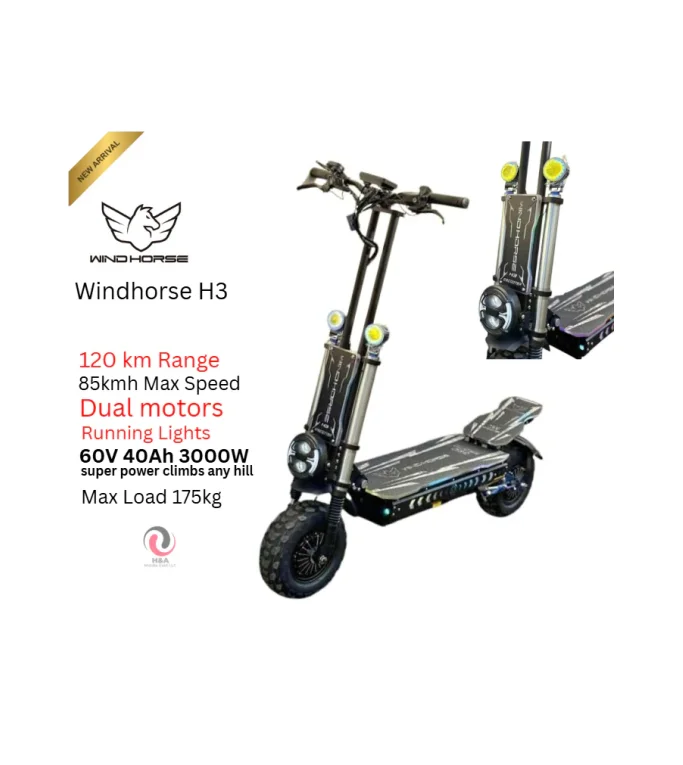 Windhorse H3 Electric Scooter 60V 40Ah 3000W Dual Motor High performance